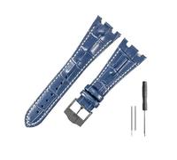 HASGTFM Cinturini in pelle adatti for Audemars e adatti for Piguet Royal Oak 15710 26471 26474 28mm for cinturino for fibbia pieghevole(Blue white-Black-K13)