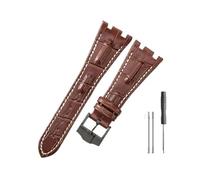 HASGTFM Cinturini in pelle adatti for Audemars e adatti for Piguet Royal Oak 15710 26471 26474 28mm for cinturino for fibbia pieghevole(Brownwhite-Black-K13)