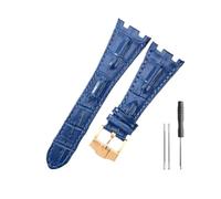 HASGTFM Cinturini in pelle adatti for Audemars e adatti for Piguet Royal Oak 15710 26471 26474 28mm for cinturino for fibbia pieghevole(Blue-Rose-K13)