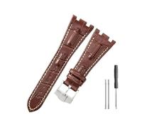 HASGTFM Cinturini in pelle adatti for Audemars e adatti for Piguet Royal Oak 15710 26471 26474 28mm for cinturino for fibbia pieghevole(Brownwhite-Steel-K13)