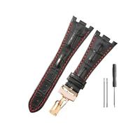 HASGTFM Cinturini in pelle adatti for Audemars e adatti for Piguet Royal Oak 15710 26471 26474 28mm for cinturino for fibbia pieghevole(Black red-Rose-Z1)