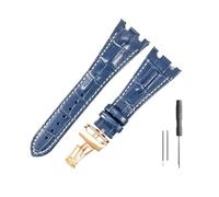 HASGTFM Cinturini in pelle adatti for Audemars e adatti for Piguet Royal Oak 15710 26471 26474 28mm for cinturino for fibbia pieghevole(Blue white-Rose-Z1)