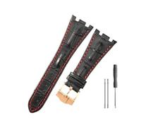HASGTFM Cinturini in pelle adatti for Audemars e adatti for Piguet Royal Oak 15710 26471 26474 28mm for cinturino for fibbia pieghevole(Black red-Rose-K13)