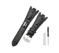 HASGTFM Cinturini in pelle adatti for Audemars e adatti for Piguet Royal Oak 15710 26471 26474 28mm for cinturino for fibbia pieghevole(Black-Steel-K13)