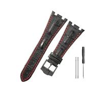 HASGTFM Cinturini in pelle adatti for Audemars e adatti for Piguet Royal Oak 15710 26471 26474 28mm for cinturino for fibbia pieghevole(Black red-Black-K13)