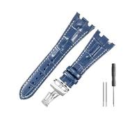 HASGTFM Cinturini in pelle adatti for Audemars e adatti for Piguet Royal Oak 15710 26471 26474 28mm for cinturino for fibbia pieghevole(Blue white-Steel-Z1)