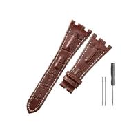 HASGTFM Cinturini in pelle adatti for Audemars e adatti for Piguet Royal Oak 15710 26471 26474 28mm for cinturino for fibbia pieghevole(Brownwhite-no buckle)