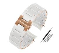 HASGTFM Cinturino for orologio in acciaio inossidabile rivestito in silicone 20mm 23mm Nero Bianco Uomo Donna Cinturino adatto for Armani AR5890/5891/5906/5921(White rose gold,23mm)