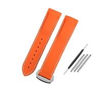 HASGTFM Cinturino for orologio in gomma siliconica 20mm 21mm 22mm Cinturino impermeabile arancione blu da uomo adatto for Omega adatto for Seamaster Diver 300m adatto for Planet Ocean 600m(Orange whit