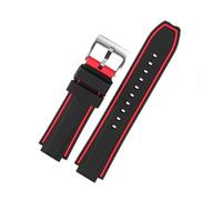 HASGTFM Cinturino For Orologio In Silicone Convesso Adatto Fit For Timex T2n720 T2n721 Cinturino For Orologio Sportivo In Silicone Impermeabile Da Uomo Catena 24 * 16mm(Red silver)
