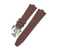 HASGTFM Cinturino in gomma FKM Fluoros 24 * 7mm adatto for cinturino for orologio Vacheron Constantin 5500V 4500V Vc braccialetto convesso tipo 7mm(Brown Style 2,24MM X 7MM_SILVER)