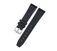 HASGTFM Cinturino in gomma fluorurata Bracciale 19mm 20mm adatto for Rolex Submariner adatto for Daytona Master adatto for cinturino GMT cinturino for estremità curva(Black Black Silver,20mm)