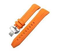 HASGTFM Cinturino in morbida gomma siliconica 22mm 21mm adatto for Tissot T120 Seastar T120417 Serie arancione nero cinturino for orologio subacqueo(Orange Silver 1,22mm)
