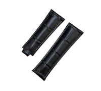 HASGTFM Cinturino in pelle di coccodrillo for estremità curva for collegamento in metallo da 20 mm adatto for Rolex Submariner adatto for GMT adatto for DAYTONA Yacht-Master cinturino nero verde(Black