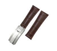 HASGTFM Cinturino in pelle di coccodrillo for estremità curva for collegamento in metallo da 20 mm adatto for Rolex Submariner adatto for GMT adatto for DAYTONA Yacht-Master cinturino nero verde(Brown