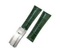 HASGTFM Cinturino in pelle di coccodrillo for estremità curva for collegamento in metallo da 20 mm adatto for Rolex Submariner adatto for GMT adatto for DAYTONA Yacht-Master cinturino nero verde(Green