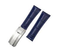 HASGTFM Cinturino in pelle di coccodrillo for estremità curva for collegamento in metallo da 20 mm adatto for Rolex Submariner adatto for GMT adatto for DAYTONA Yacht-Master cinturino nero verde(Blue