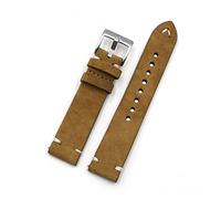 HASGTFM Cinturino in pelle pelle scamosciata cinturino 18mm 20mm 22mm 24mm marrone caffè watchstrap handmade cuciture da polso di ricambio for uomo(Tan,22mm)