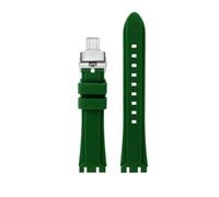 HASGTFM Cinturino in resina siliconica 19mm 21mm Nero Blu scuro Verde Arancione Cinturino da uomo adatto for SWATCH IRONY adatto for CHRONO marrone(Green-Silver,21mm)
