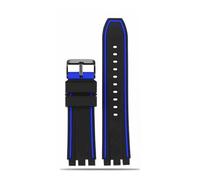 HASGTFM Cinturino orologio in gomma siliconica 21mm Sport Nero Arancione Blu Rosso Arancione Gary Lines Cinturino da uomo adatto for Swatch YVS400 YVS451 YVB404(Black blue-B pin,20mm)