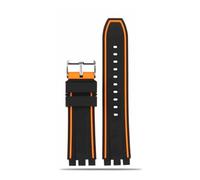 HASGTFM Cinturino orologio in gomma siliconica 21mm Sport Nero Arancione Blu Rosso Arancione Gary Lines Cinturino da uomo adatto for Swatch YVS400 YVS451 YVB404(Black orange-S pin,21mm)