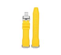 HASGTFM Fluoro Gomma Cinturino in Silicone Morbido Colore Puro Verde Menta Cinturino da Uomo Bracciale Misura for CASIO Misura for G-SHOCK DW5600 DW5610(Yellow-Silver)