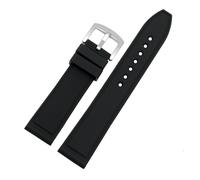 HASGTFM For qualsiasi marca cinturino braccialetto in silicone impermeabile 20mm 22mm 24mm braccialetto for orologio morbido sutura manuale orologio in silicone semplicità(Balck suture silver,20mm)