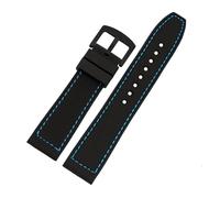 HASGTFM For qualsiasi marca cinturino braccialetto in silicone impermeabile 20mm 22mm 24mm braccialetto for orologio morbido sutura manuale orologio in silicone semplicità(Blue suture balck,24mm)