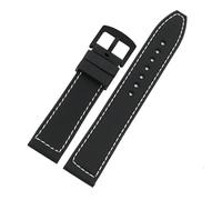 HASGTFM For qualsiasi marca cinturino braccialetto in silicone impermeabile 20mm 22mm 24mm braccialetto for orologio morbido sutura manuale orologio in silicone semplicità(White suture balck,20mm)