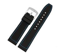 HASGTFM For qualsiasi marca cinturino braccialetto in silicone impermeabile 20mm 22mm 24mm braccialetto for orologio morbido sutura manuale orologio in silicone semplicità(Blue suture silver,22mm)