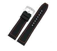 HASGTFM For qualsiasi marca cinturino braccialetto in silicone impermeabile 20mm 22mm 24mm braccialetto for orologio morbido sutura manuale orologio in silicone semplicità(Orange suture silver,20mm)