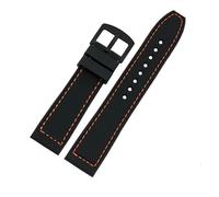 HASGTFM For qualsiasi marca cinturino braccialetto in silicone impermeabile 20mm 22mm 24mm braccialetto for orologio morbido sutura manuale orologio in silicone semplicità(Orange suture balck,20mm)