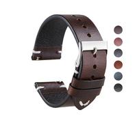 HASGTFM Hand Made Retro Red Brown Leather Watch Band Quick Release Watch Strap Bracelet 18mm 20mm 22mm Watch Accessories(Dark brown,20mm)