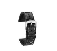 HASGTFM Misura for cinturino orologio Hamilton Khaki Aviation serie velocità del vento composito cinturino in fibra di carbonio accessori sportivi in gomma da uomo 20mm 22m(Black white silver,20MM)