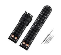 HASGTFM Misura for Hamilton Khaki Aviation Series H77696793 Fibra di carbonio Accessori cinturino orologio in pelle fibra di carbonio 22mm Rivetto in metallo nero(Black White no clasp)