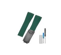 HASGTFM Misura for Rolex 20 21mm cinturino in caucciù fantasma acqua nera adatto for Gmt Submariner cinturini in silicone for fibbia pieghevole in acciaio inossidabile massiccio(Green-Black-Z9)
