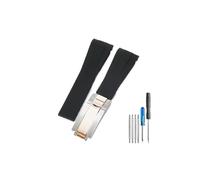 HASGTFM Misura for Rolex 20 21mm cinturino in caucciù fantasma acqua nera adatto for Gmt Submariner cinturini in silicone for fibbia pieghevole in acciaio inossidabile massiccio(Black-Steel rose-Z9)