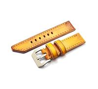 HASGTFM Vintage Giallo a fascia fatta a mano for uomo cinturino da uomo 20mm 22mm 24mm 26mm cuoio cuoio cinghie sostituzione maschile(22mm)