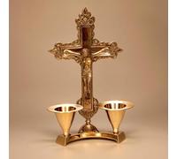 Hashcart Gesù Croce Candela Supporto, Porta Candela Bastone in Ottone per Natale (15,2 cm)