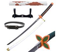 Hashiman - Katana Demon Replica Sciabola + Supporto Spada Legno + Cintura - Catana Giapponese Cosplay Decorazione Ninja (Shinobu Kocho 2)