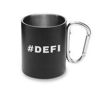 Hashtag DEFI Decentralized Finance Tazza in Metallo Moschettone Maniglia, Tazza da Campeggio