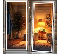 Hasipu LED Specchio a figura intera con Luci, 210 x 90 cm Terra Specchio, Specchio da Parete Lungo con 3 Colori Luce Dimmerabili per Spogliatoi e Camere