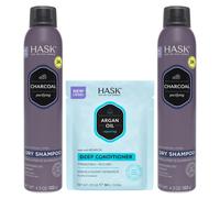 Hask Charcoal Chiaring Duo Shampoo Duo (4.3oz-Qty 2) e olio di argan Riparazione di pacchetti profondi pacchetti di pacchetti in alluminio senza solf