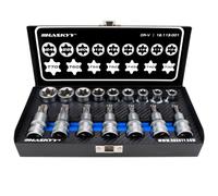 HASKYY 16 pezzi set chiavi a bussola Torx | T30-T70 lunghezza 55mm| E10-E20 lunghezza 39mm |punte per chiavi a bussola