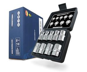 HASKYY 9 pezzi di set di bussole profilo E (Torx), inserti chiave a bussola E10-E24