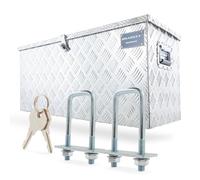 HASKYY Cassetta degli attrezzi Scatola per il trasporto in alluminio 123 L cassetta in alluminio 90 x 35 x 40 cm con coperchio e serratura e maniglia per Pianale di Camion, Camper, Rimorchio