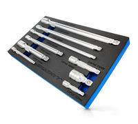 HASKYY Chiave a bussola, set di prolunga inclinata, 9 pezzi, 1/4", 3/8", 1/2", con cricchetto, lunghezza da 50 mm a 250 mm