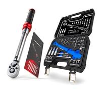 HASKYY Chiave Dinamometrica 1/4" 2,5-20 Nm - Kit con Cricchetto 72 Denti, Precisione ±3%, Bussole, Inserti, Adattatore, Prolunga e Valigetta per Bici, MTB e Moto