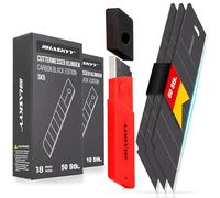HASKYY Lame di ricambio per taglierino, 60 x SK5, 18 mm, in acciaio al carbonio, per taglierino, nero, estremamente affilate