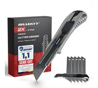 HASKYY Set 2 Taglierini Professionali 18mm + 5 Lame SK5 Premium - Cutter Sicurezza con Auto-Lock